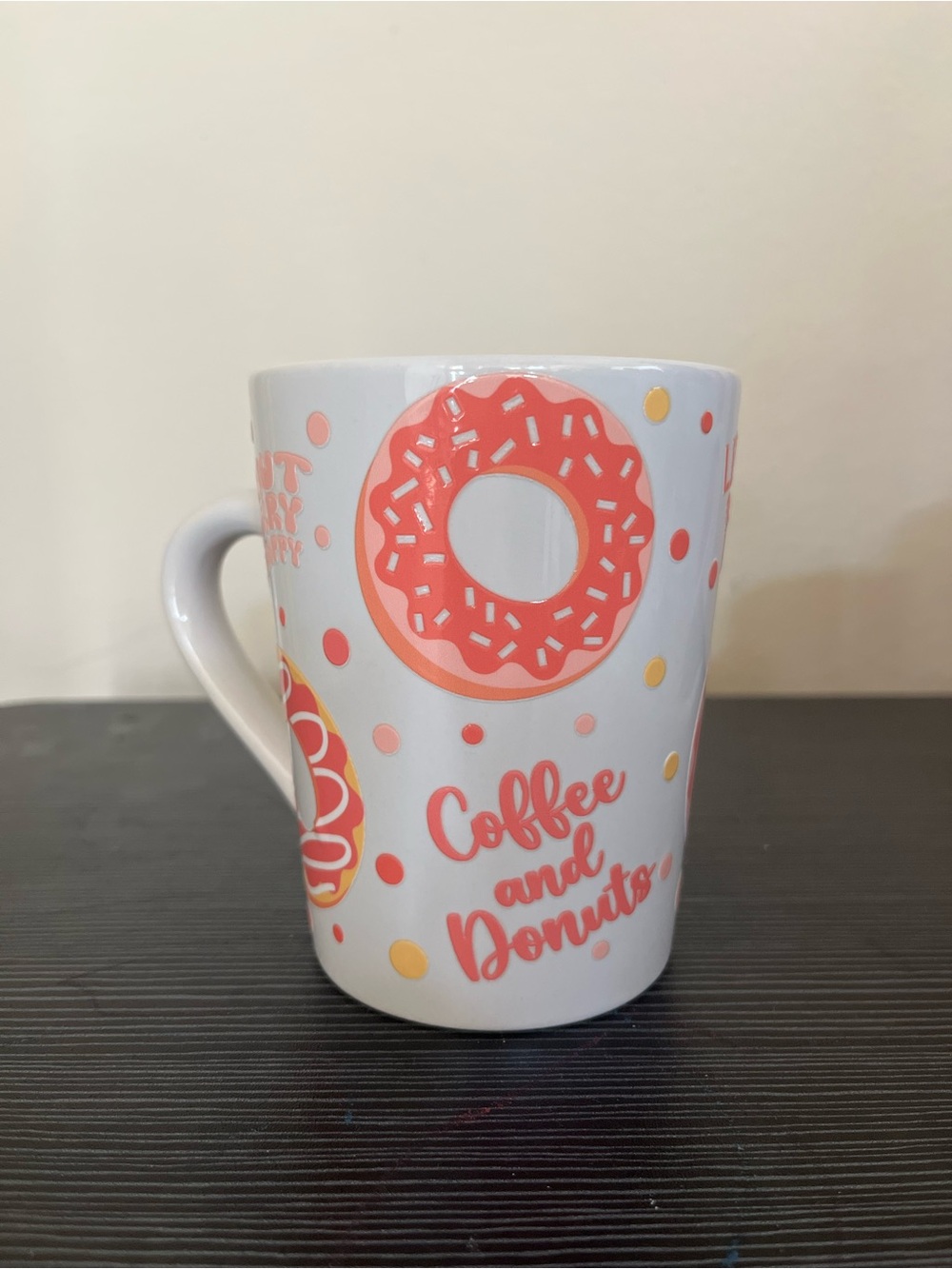 Coffee and Donuts Ceramic Mug - Coral Donut Design